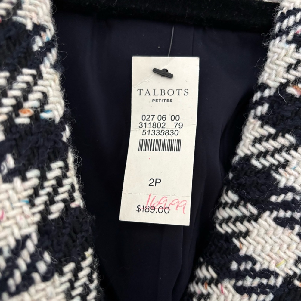 Talbots Black and White Checkered Houndstooth Blazer - Picture 6 of 11